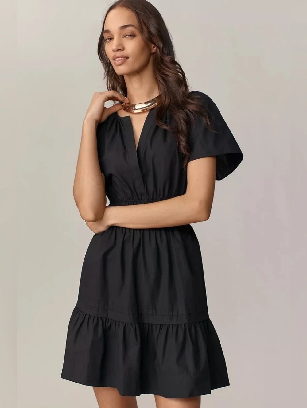 Anthropologie NWOT Black Somerset Tiered Mini Dress Size Medium